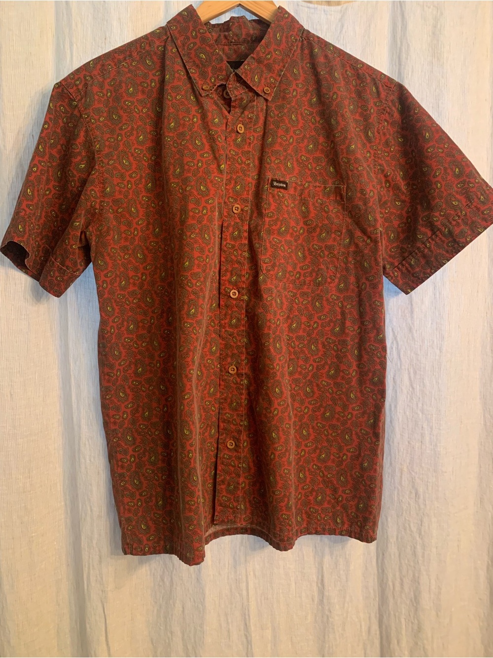 Brixton Red Paisley Short-Sleeve Button-Down Shirt
